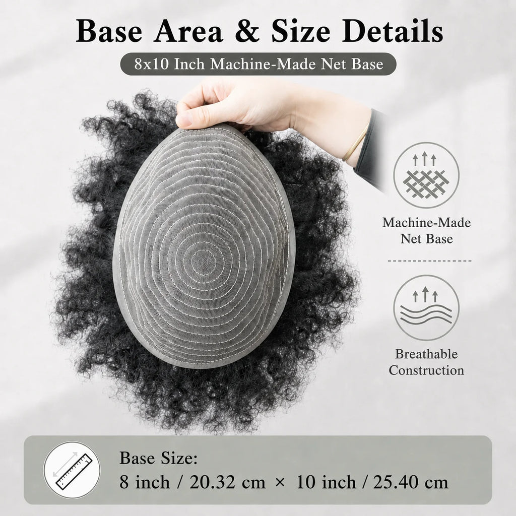 Curly toupee with hair texture and mesh base details