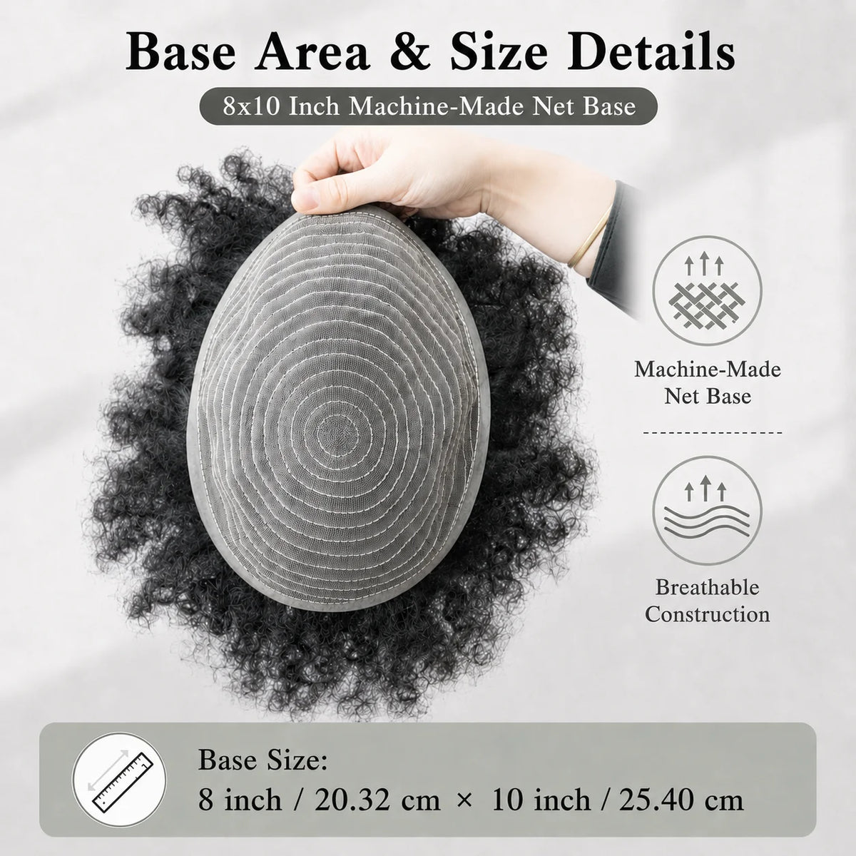 Curly toupee with hair texture and mesh base details