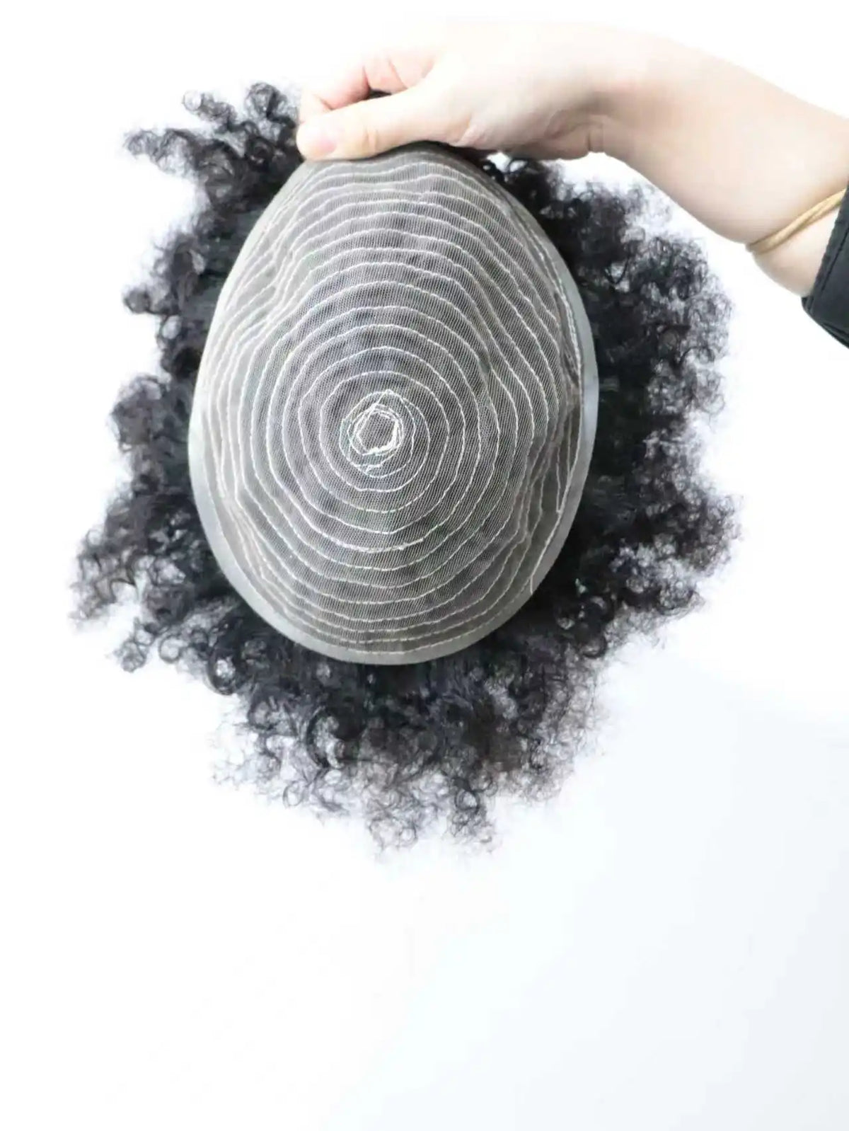 Curly toupee with hair texture and mesh base details