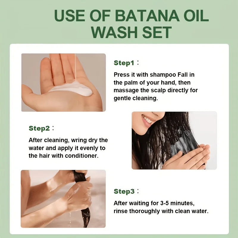 Rosemary hair care bottles with hair washing and use illustrations