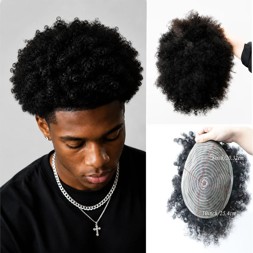 Curly toupee with hair texture and mesh base details