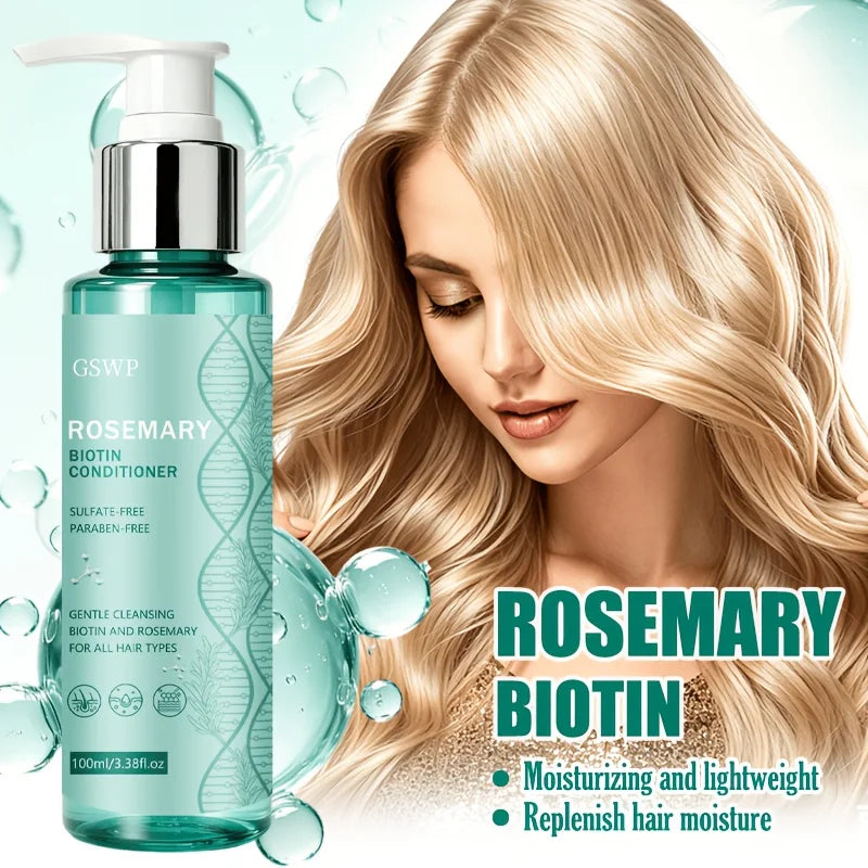 Rosemary hair care bottles with hair washing and use illustrations