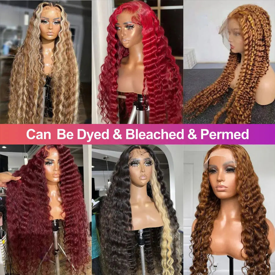 Long dark wigs showing different wave and curl patterns