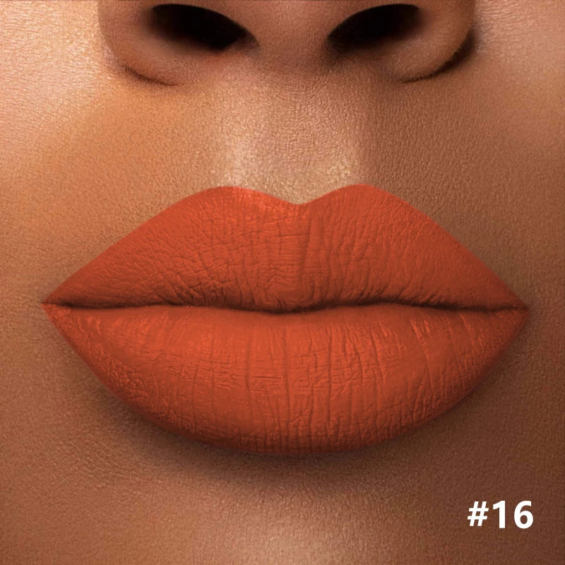 Numbered matte lipstick shade shown on lips