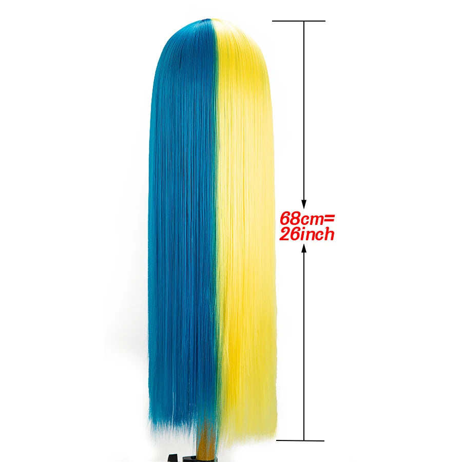 Two-tone straight wig with bangs shown on a mannequin