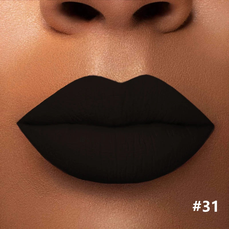 Numbered matte lipstick shade shown on lips