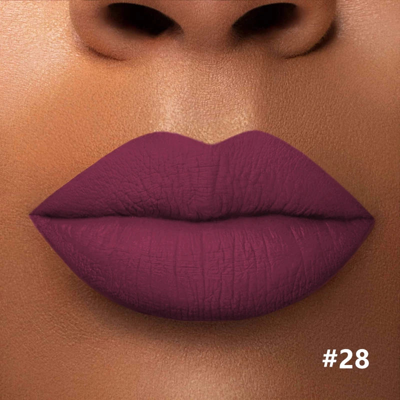 Numbered matte lipstick shade shown on lips