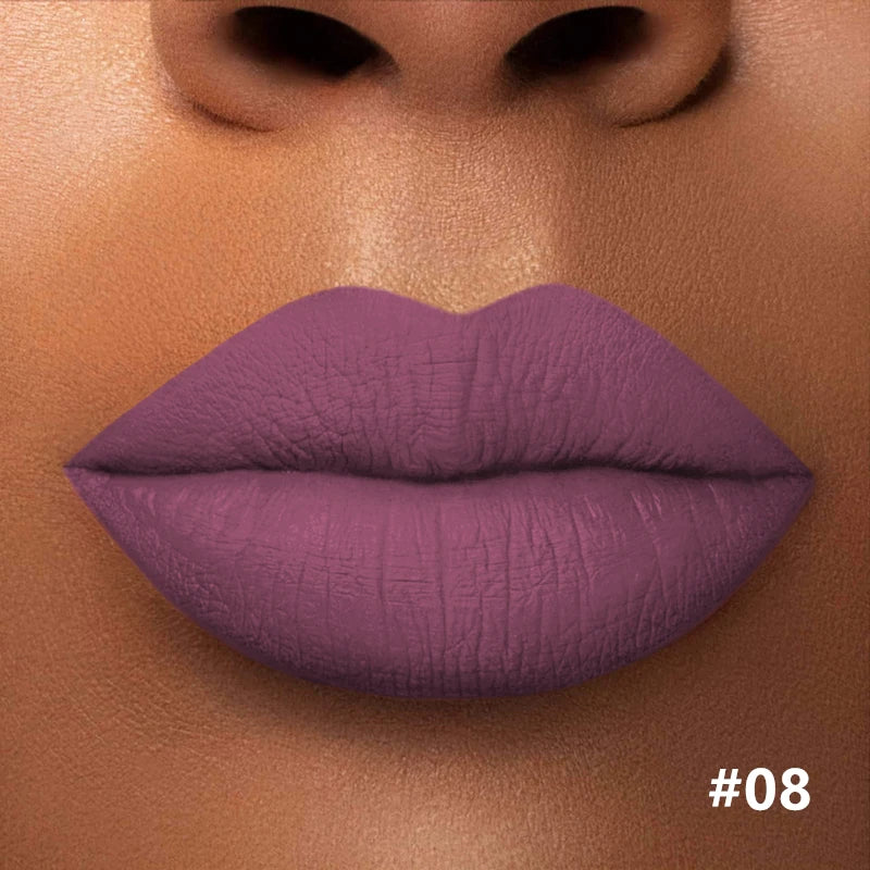 Numbered matte lipstick shade shown on lips