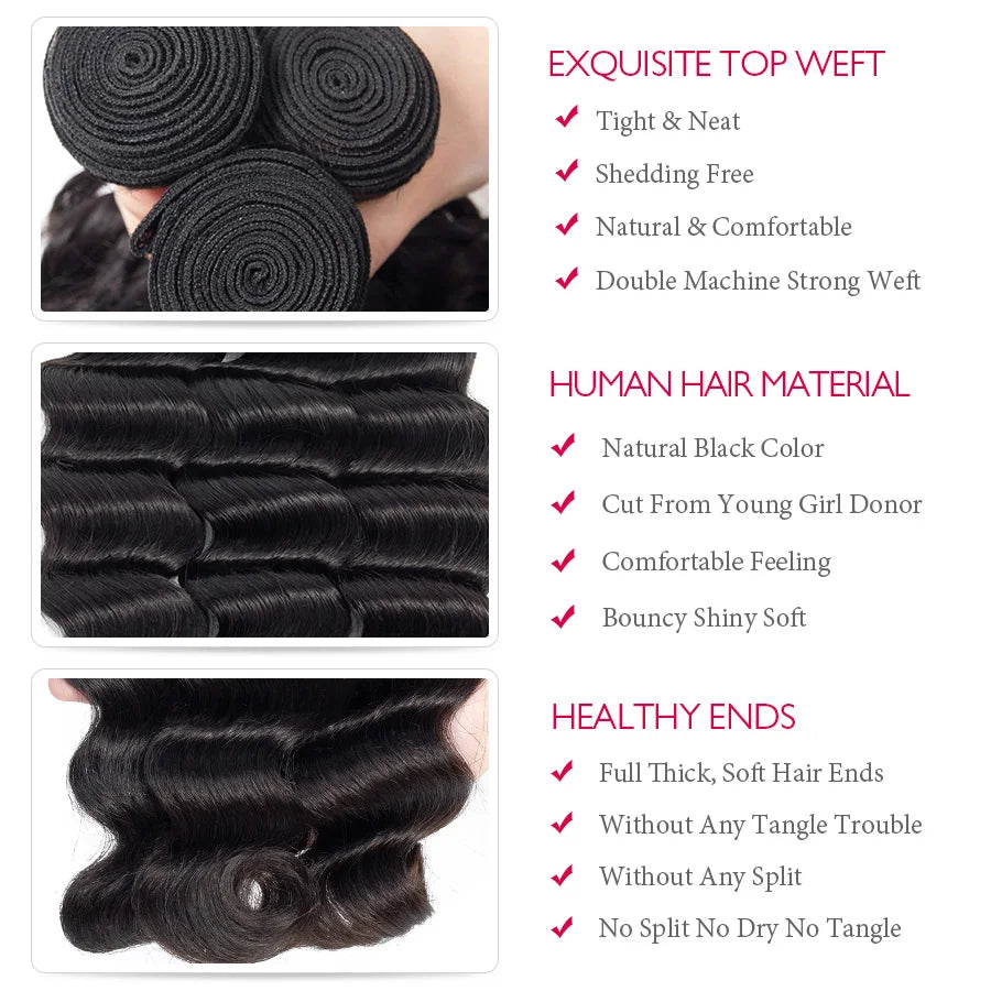 Hair bundle wefts and wavy texture details