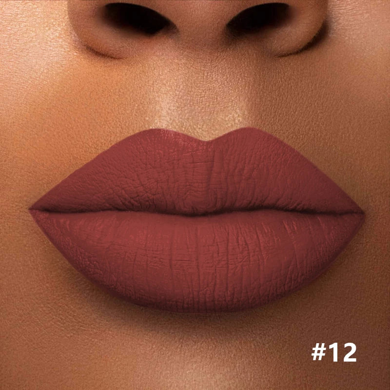 Numbered matte lipstick shade shown on lips