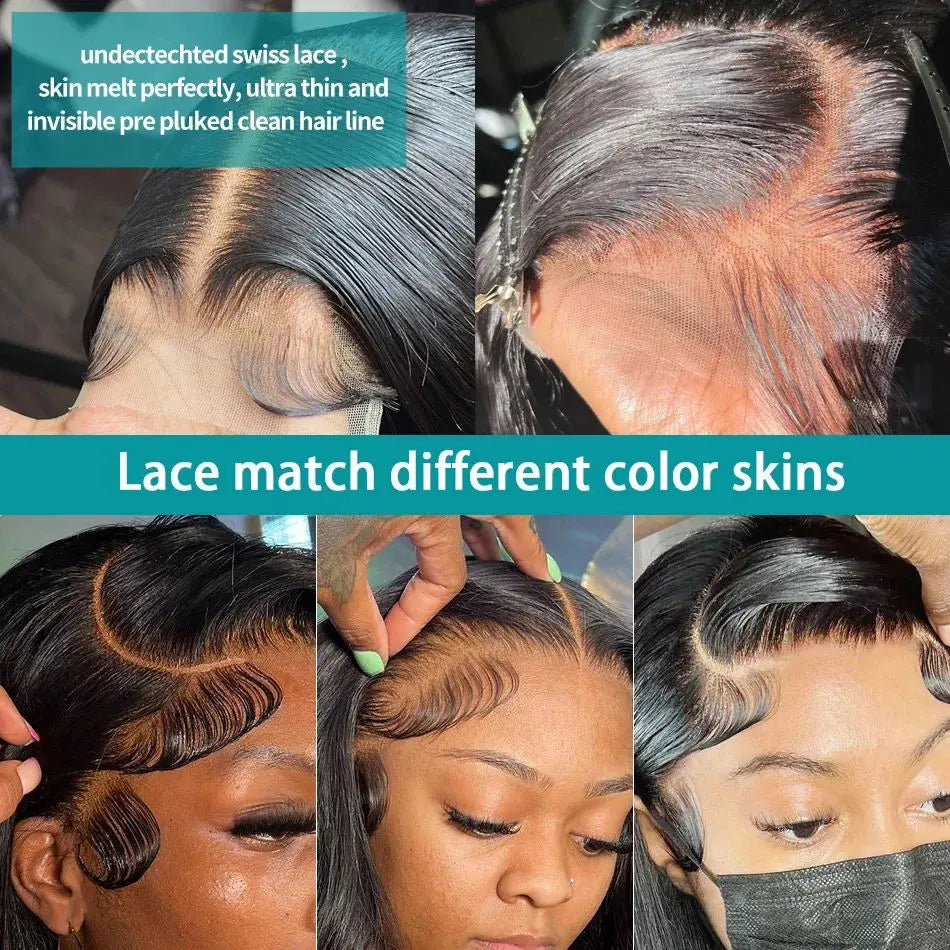 Long dark wigs showing different wave and curl patterns