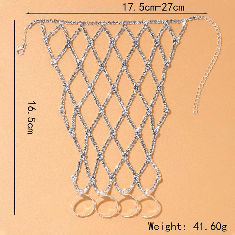 Luxury Rhinestone Mesh Hand Chain Finger Bracelet