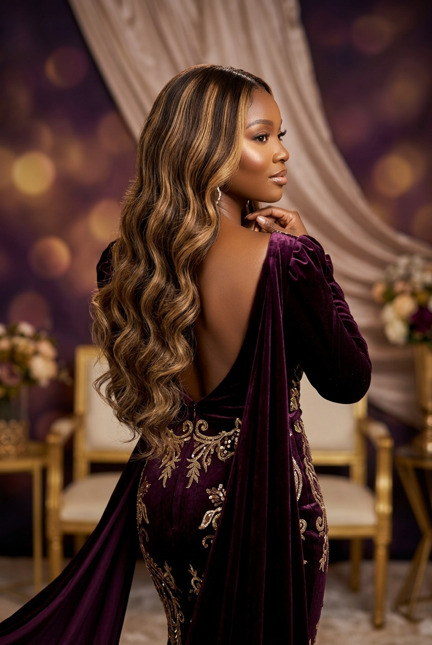 Brazilian Human Hair Body Wave Wig – P4/27 Honey Brown French Lace (28 Inches)