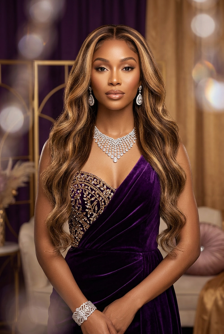 Brazilian Human Hair Body Wave Wig – P4/27 Honey Brown French Lace (28 Inches)