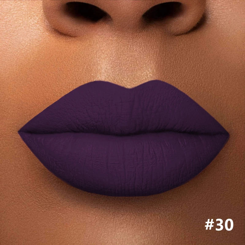 Numbered matte lipstick shade shown on lips