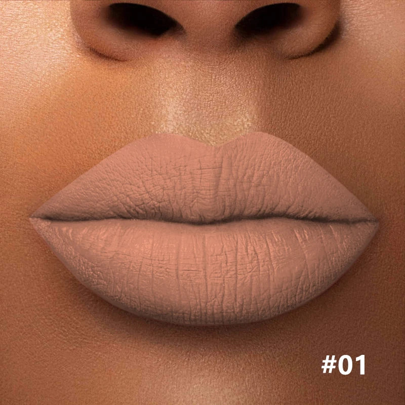 Numbered matte lipstick shade shown on lips