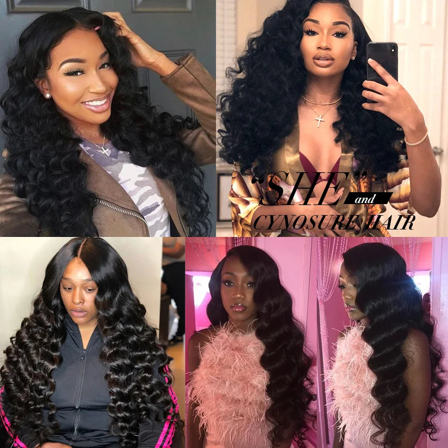 Long wavy hair styled on models