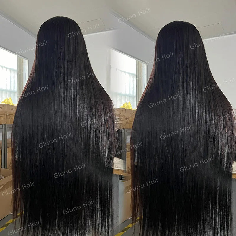 Long dark wigs showing different wave and curl patterns