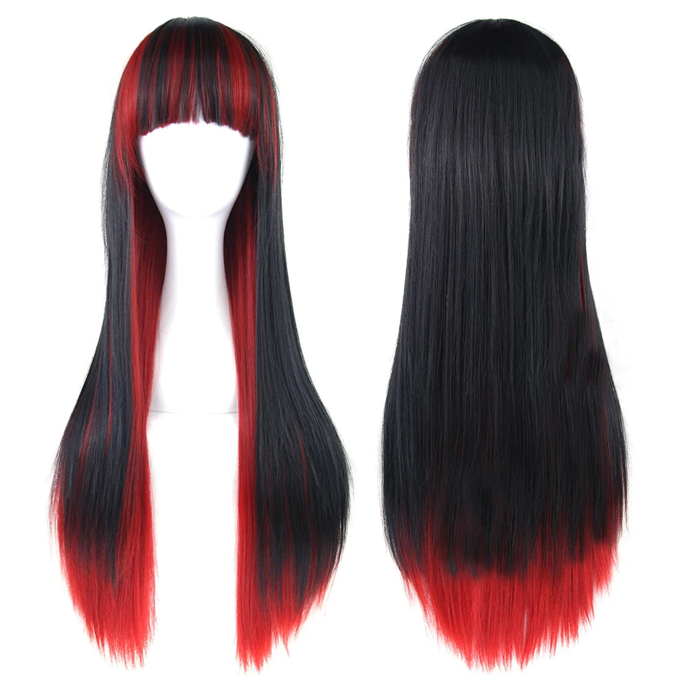 Colorful long wig shown from front and back