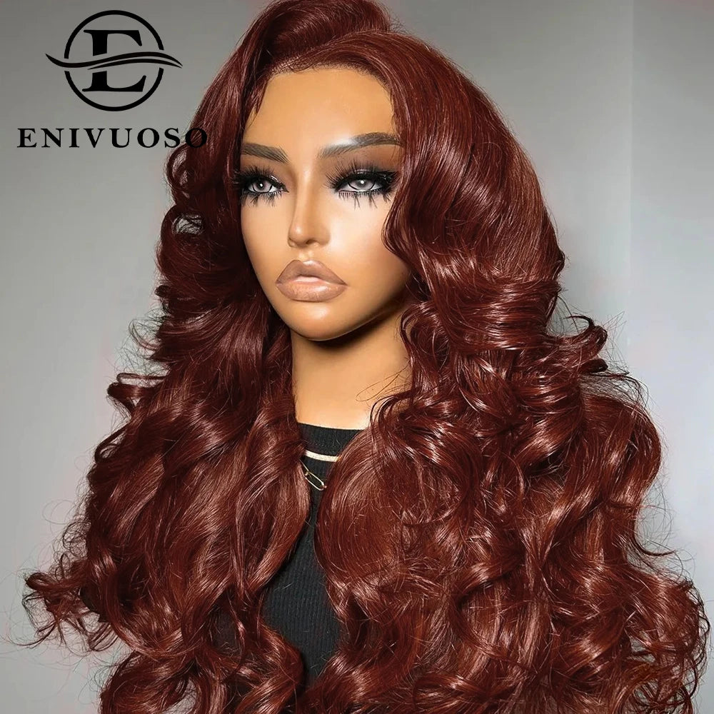 Long wavy wig shown on a mannequin