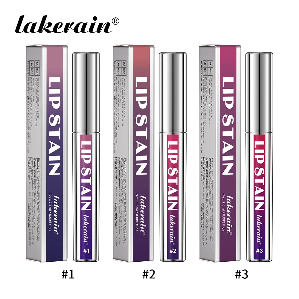 Three lip stain tubes in different shades