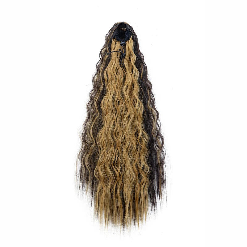 22" Long Kinky Wave Curly Drawstring Ponytail Extension