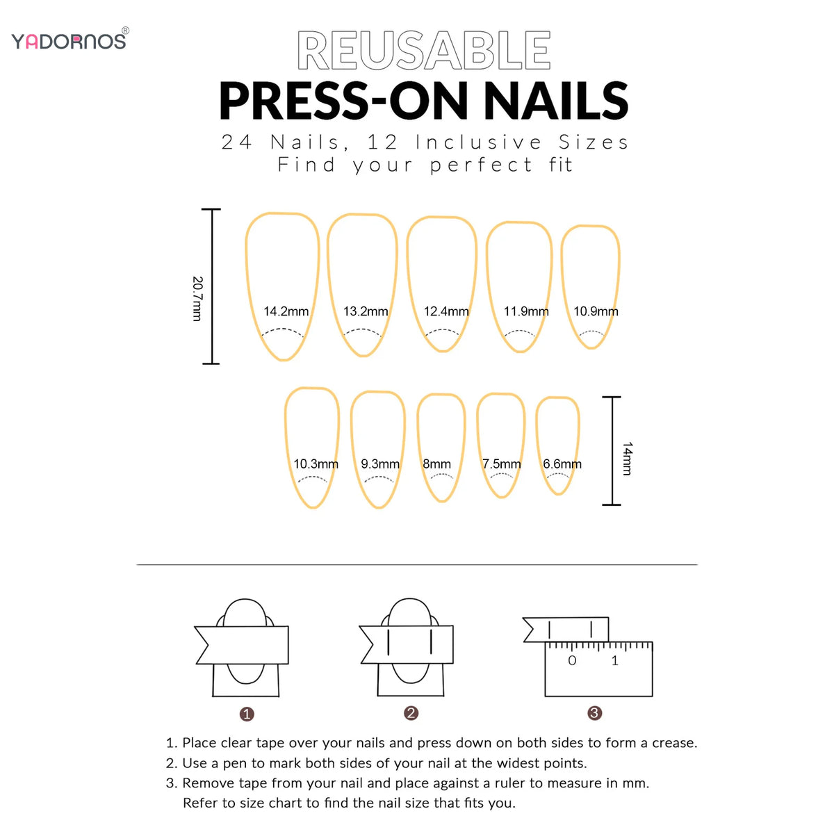 Press-on nail measurement and size guide