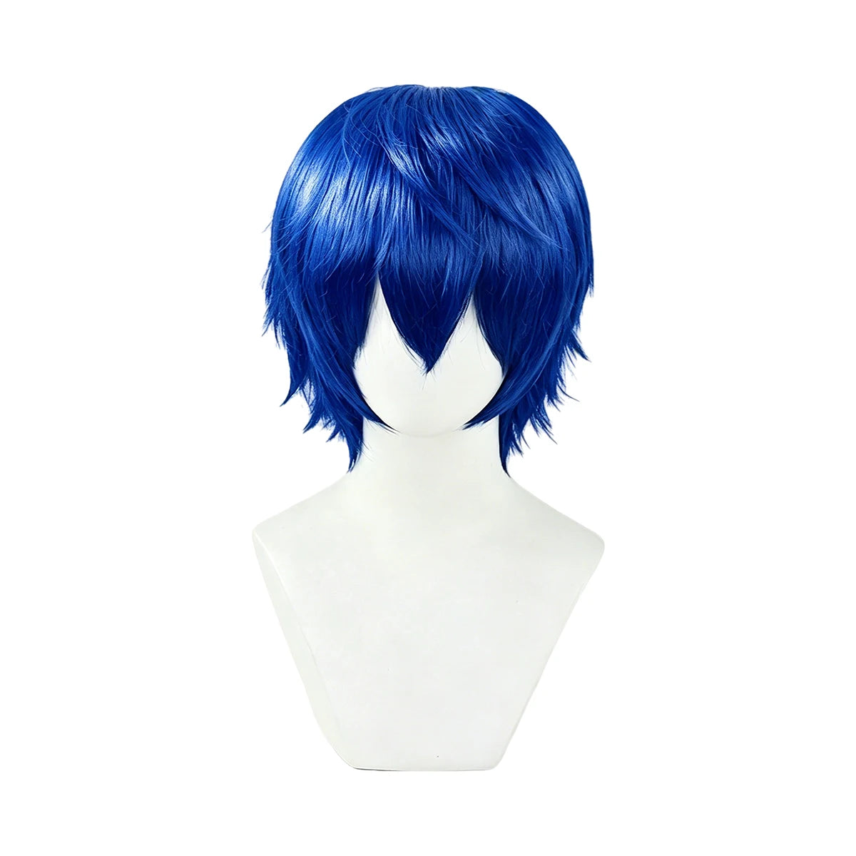 Short layered cosplay wig shown on a mannequin
