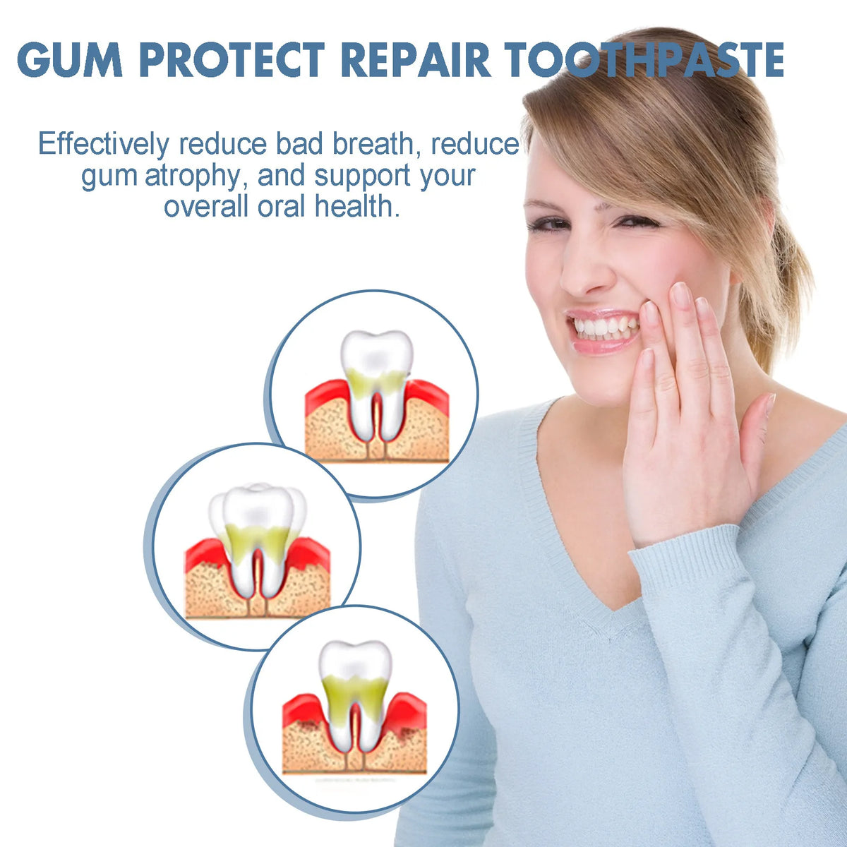 Oral care drops with tooth and gum promotional graphics