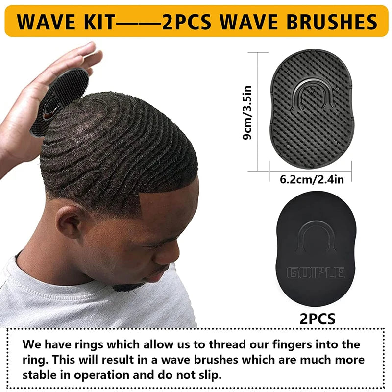 Wave styling kit components with hairstyle examples