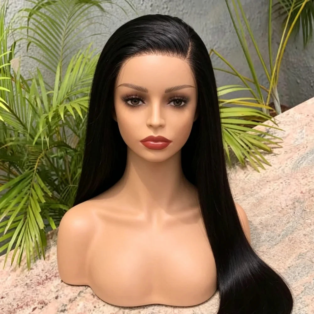 Inches to the Floor: Bone Straight Brazilian Remy Blend Wig -16 to 42"- Transparent Swiss HD Lace