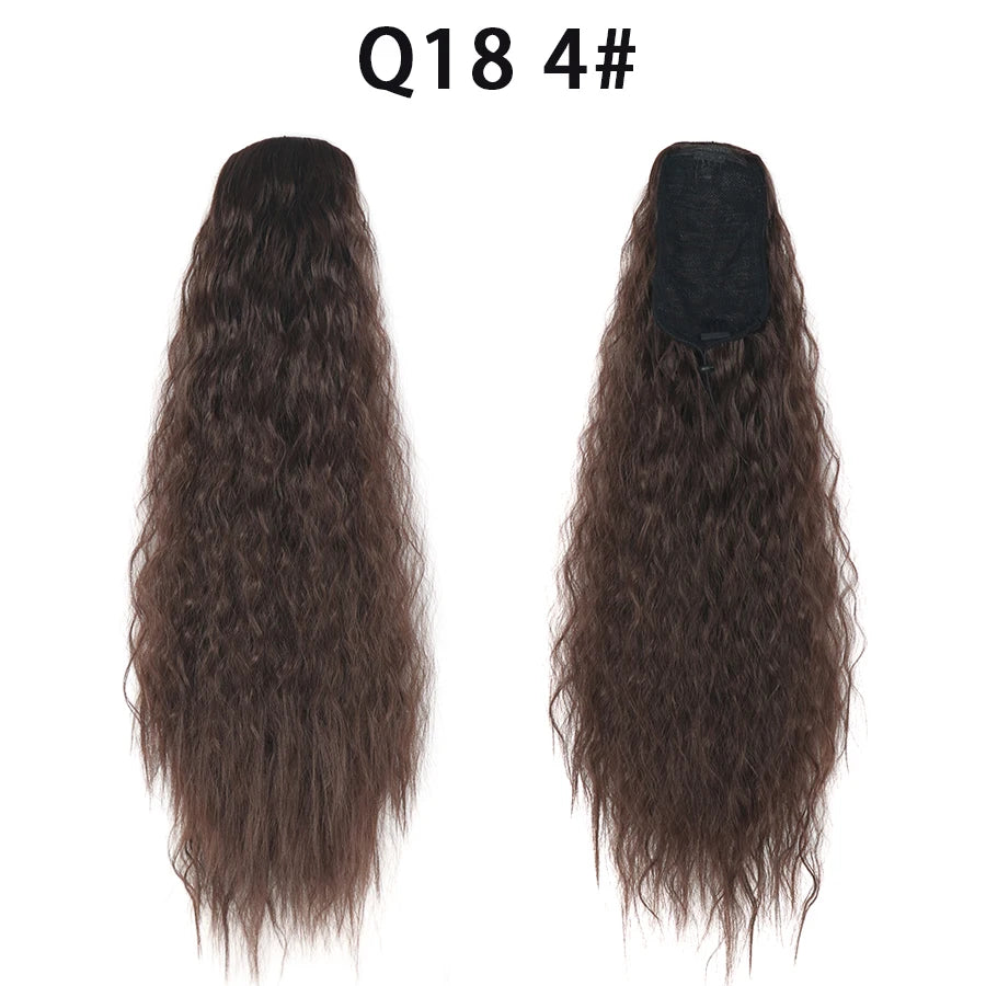 22 Inch Drawstring Ponytail Extension Soft Curly Wave 32 Colors
