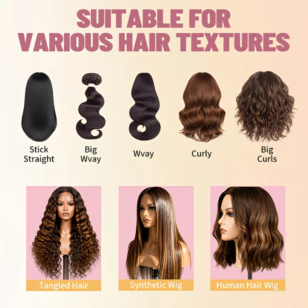 Wig care spray with hair texture and application examples