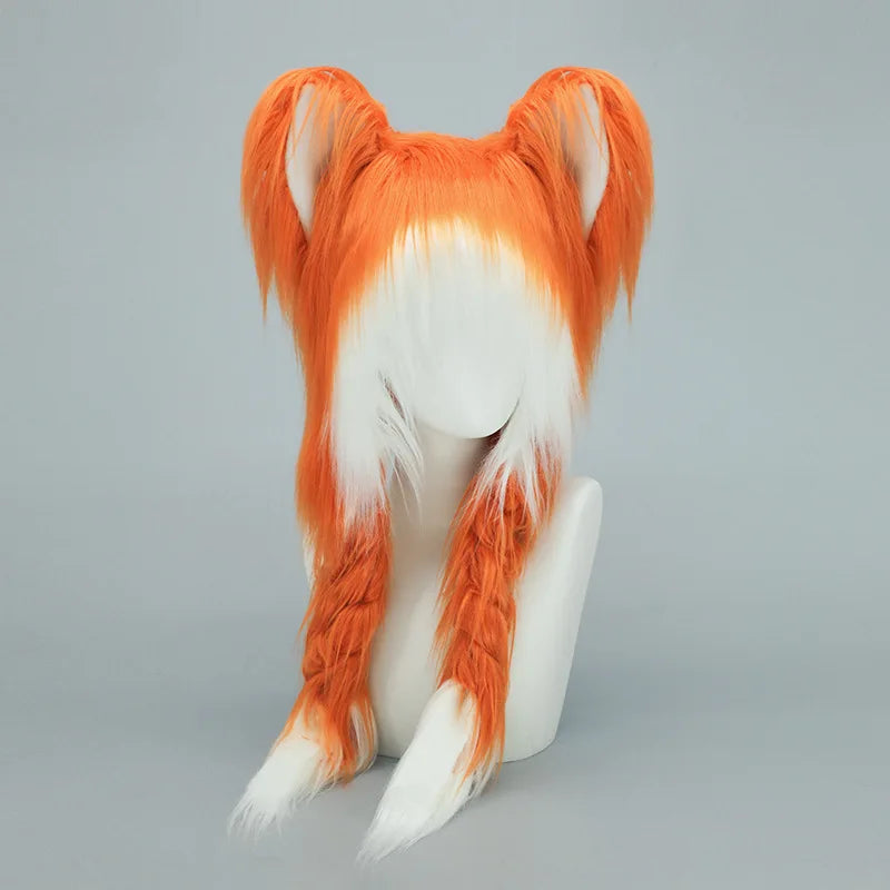 Y2K Cat Ear Plush Hat - Cute Braid Cosplay Cap- 9 Colors