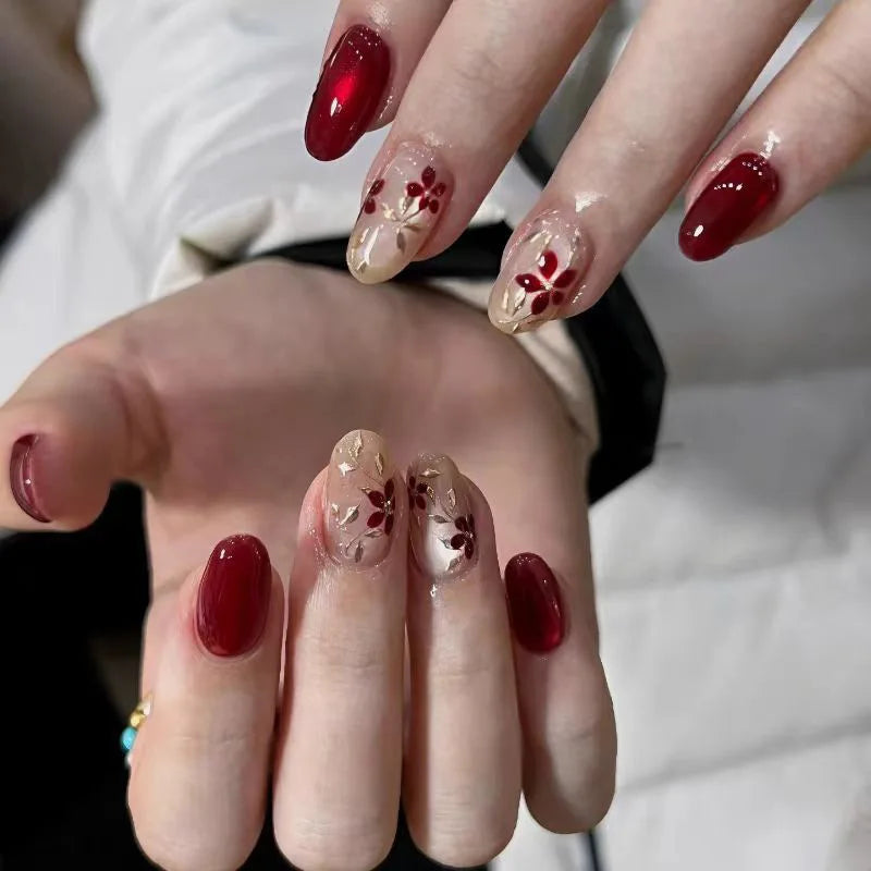 Decorated nails shown on hands