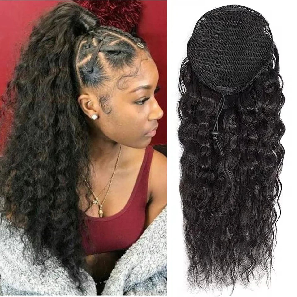 Curly ponytail extension styled on models