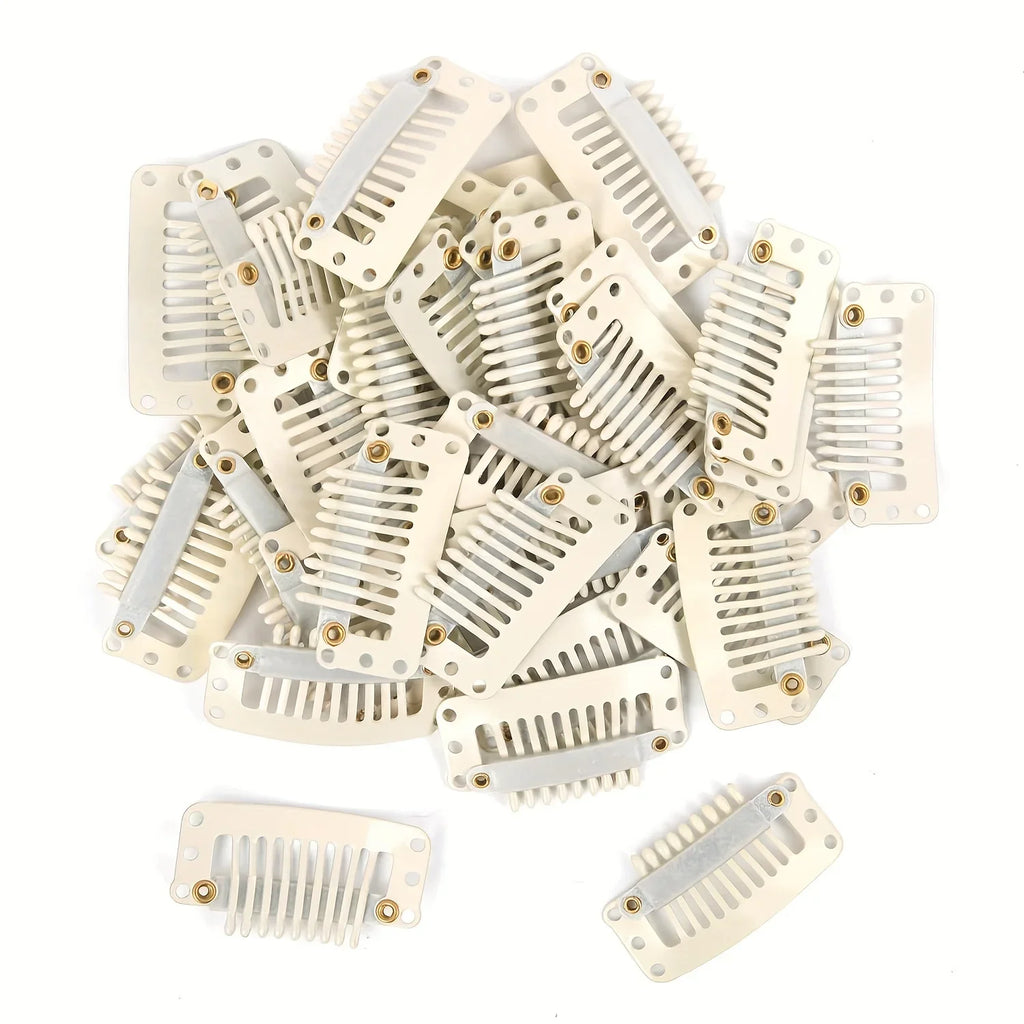 Small wig attachment clips with teeth and fastening details