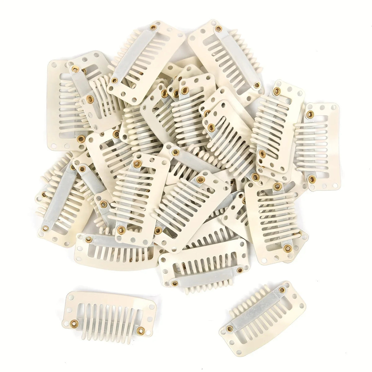 Small wig attachment clips with teeth and fastening details