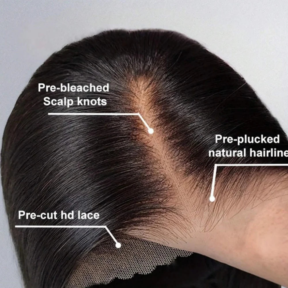 Inches to the Floor: Bone Straight Brazilian Remy Blend Wig -16 to 42"- Transparent Swiss HD Lace