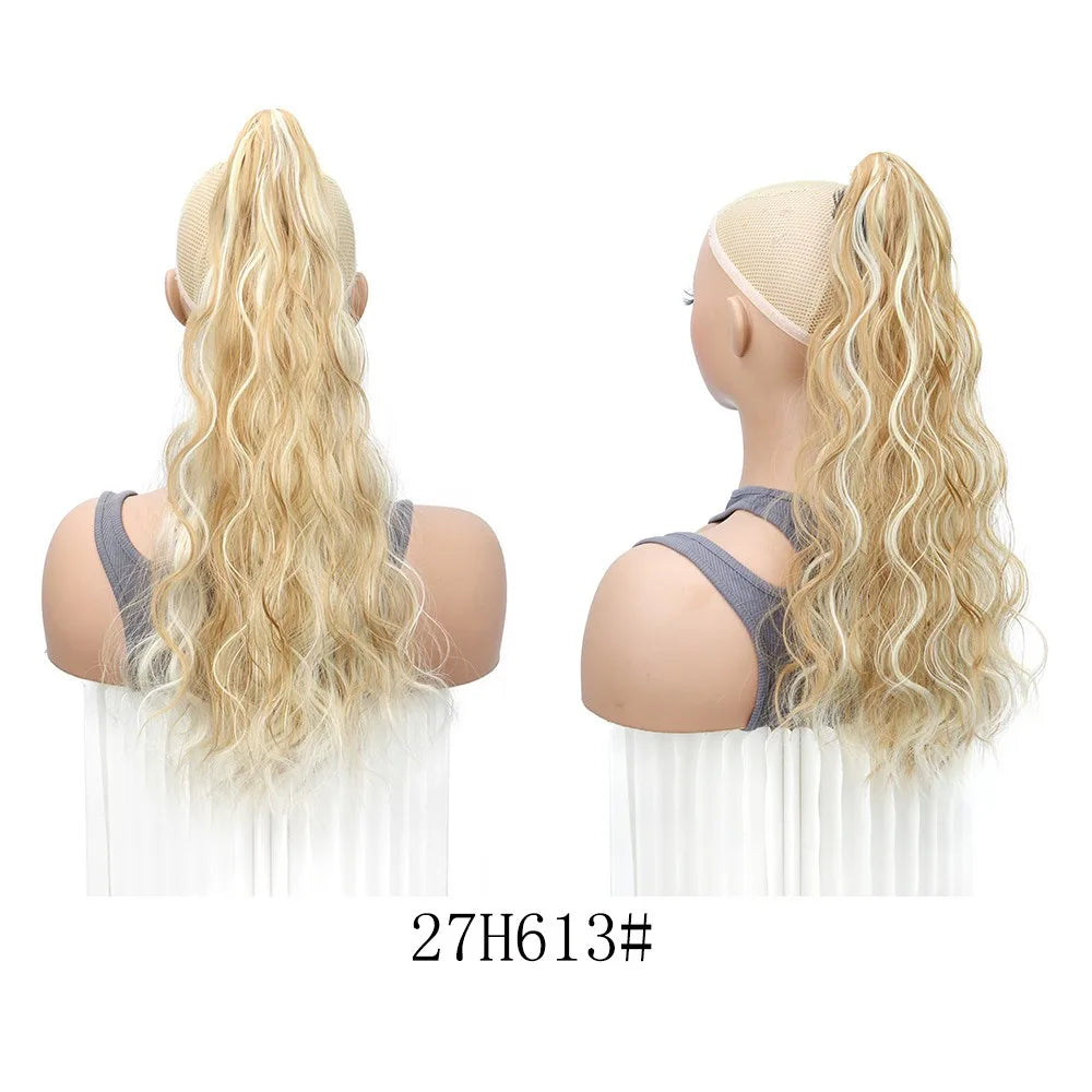 Wavy claw-clip ponytail extension with hairstyle or clip view