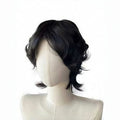 Short layered dark wig with front and side views
