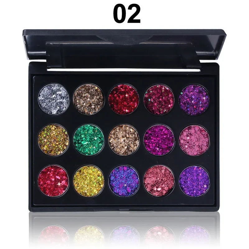 15-Color Glitter Eyeshadow Palette