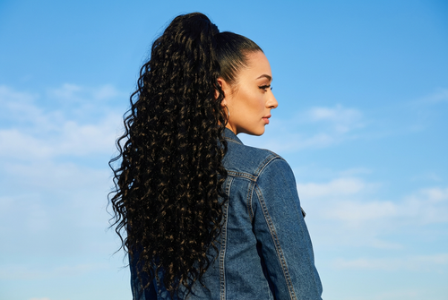 22" Long Kinky Wave Curly Drawstring Ponytail Extension