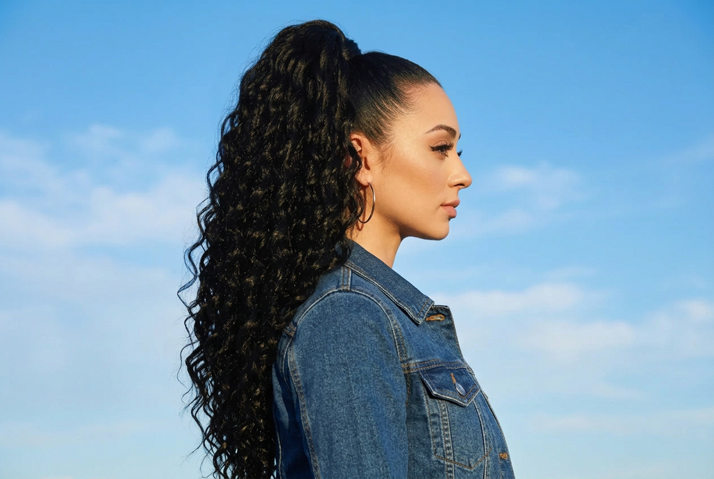22" Long Kinky Wave Curly Drawstring Ponytail Extension