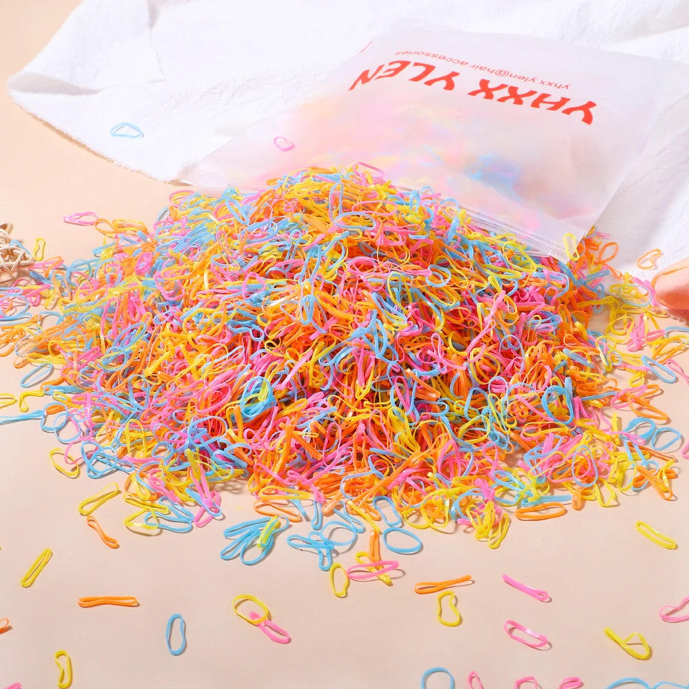 Colorful Mini Elastic Hair  Rubber Bands – 500 Pieces
