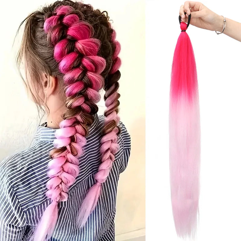 26" Straight Braiding Ponytail Extension - 17 Vibrant Colors