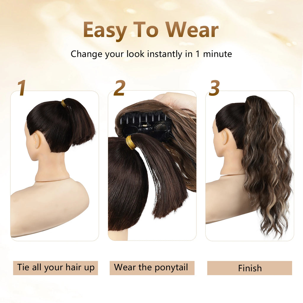 Step-by-step claw-clip ponytail attachment instructions