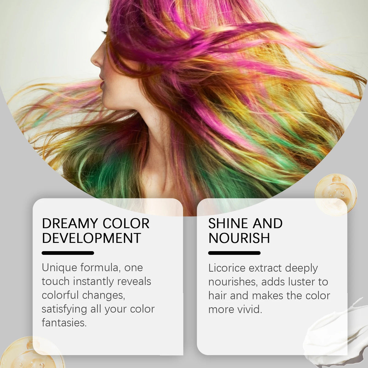 Hair color wax jars with color and hairstyle examples