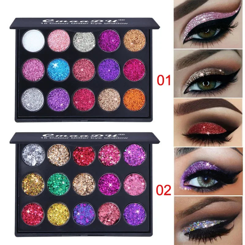15-Color Glitter Eyeshadow Palette