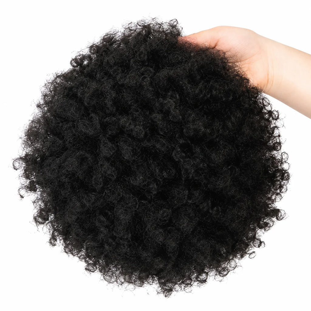 Curly hair toupee with base, size and hair texture details